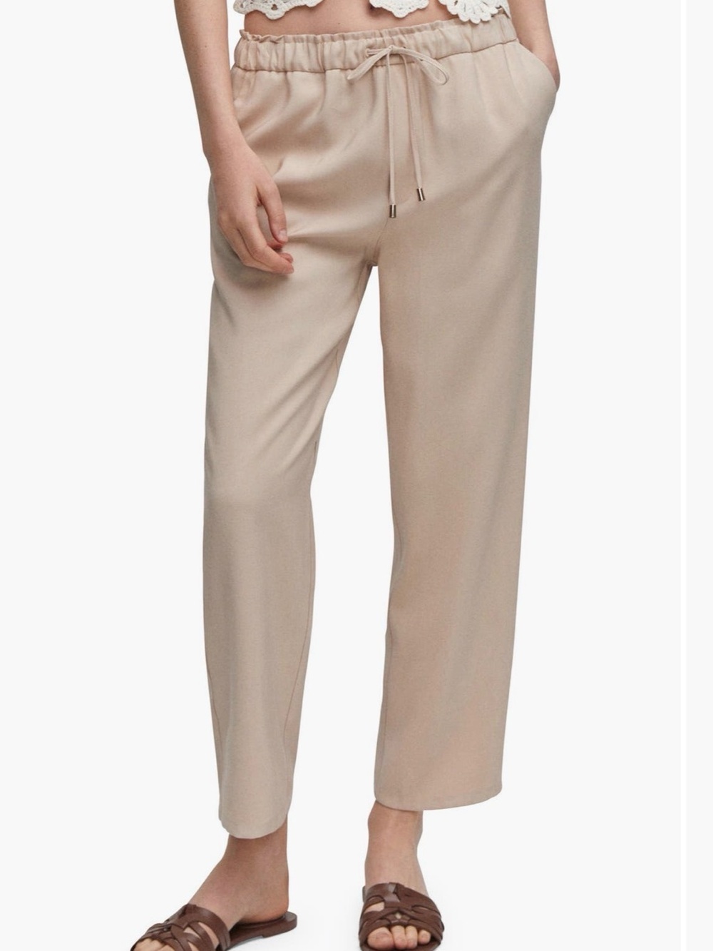 Mango Women Flowy Straight Leg Pants